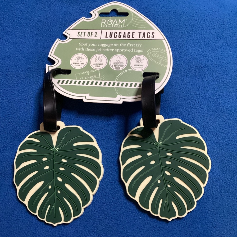 Roam and Repeat Luggage Tags, Monserra Leaf NWT